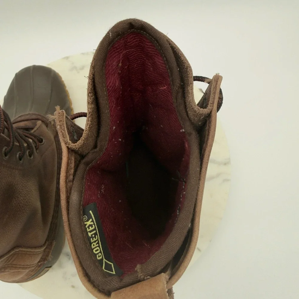 LL Bean Maine Hunting Shoe Mens 7M Brown Gore Tex Thinsulate Duck Boots 10in